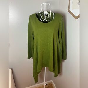 Pacificotton San Francisco Bryn Walker Green Lagenlook Art To Wear Blouse Sz S